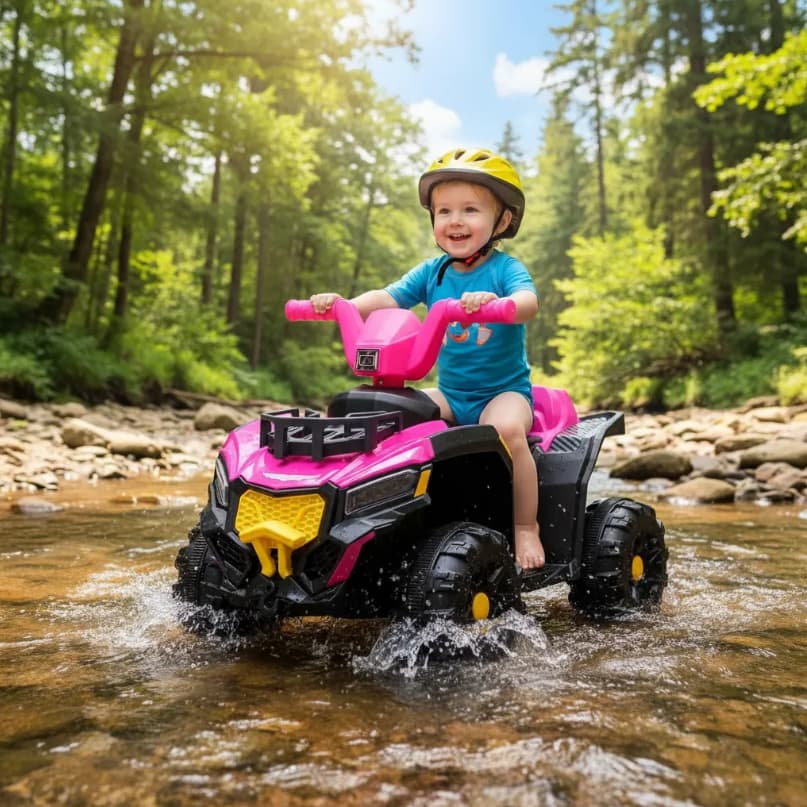 Quadriciclo Elétrico Infantil 6v Adventure Verde 25kg moderno e robusto - Rosa