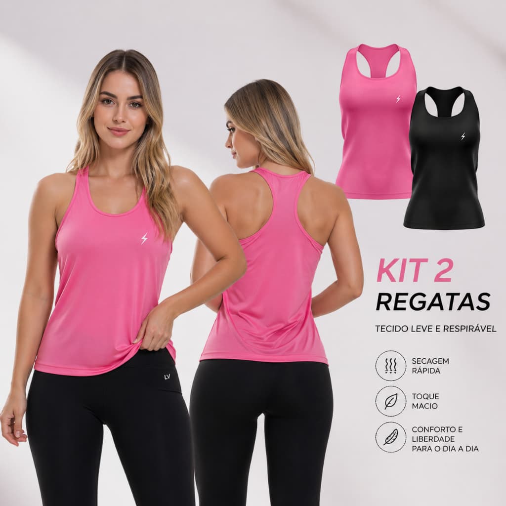 Kit 2 Regatas Nadador Dryfit Lisa Para Treino Academia Corrida Caminhada Estampada Raio
