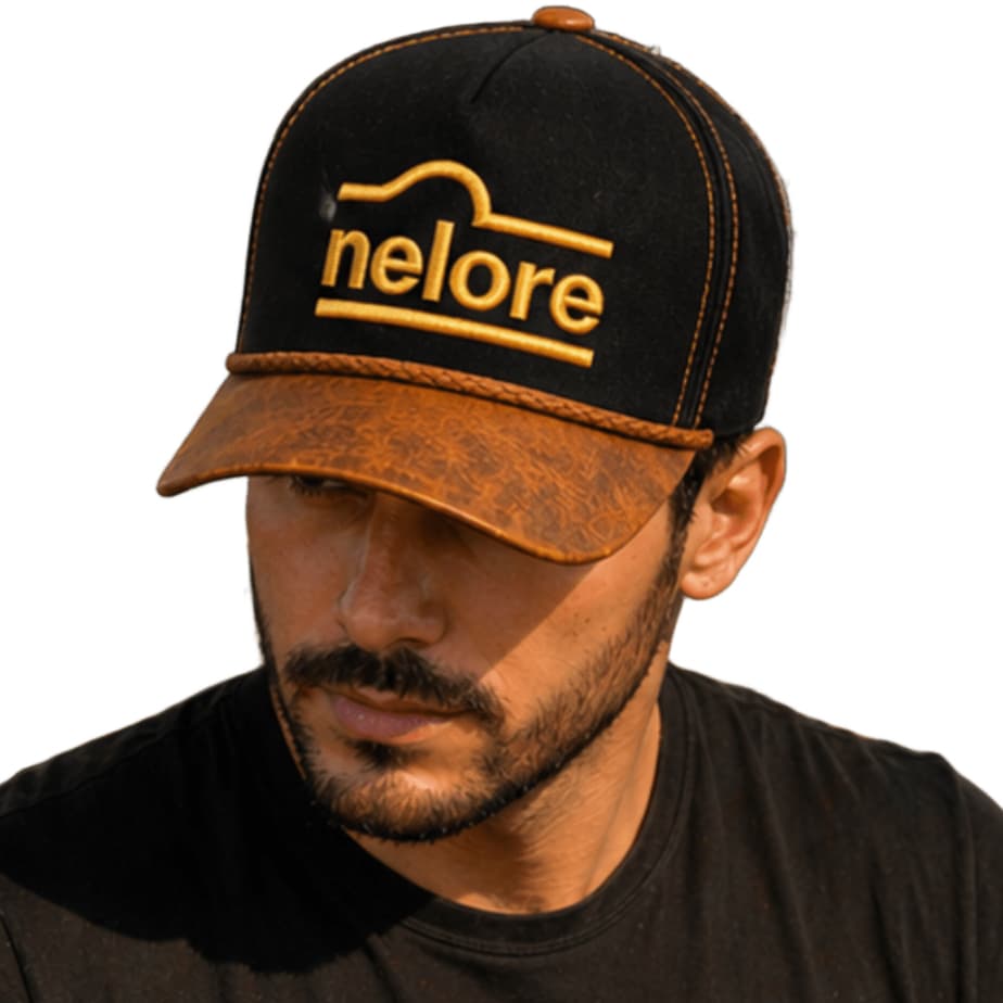 Boné Country Agro Aba Curva Couro Premium Ajustável Unissex Estilo Sertanejo