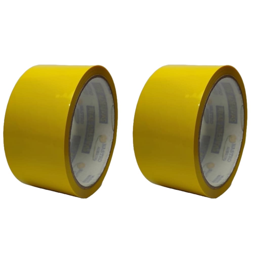 Fita Adesiva Colorida Amarelo 45mm X 45m Kit Com 2 Unidades