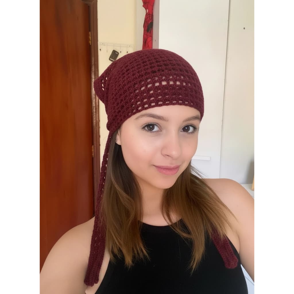 Lenço Bandana de Tricot Ponto Tipo Crochet Mini Turbante Várias Cores Vinho Caramelo Grafite Marrom Verde