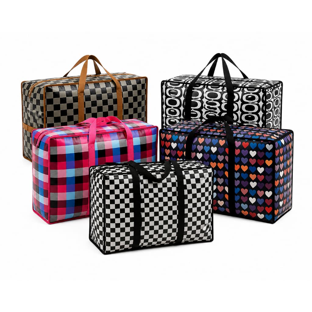 Sacola Sacolão Média 70x55cm com Zíper Reforçada Reutilizável Feira Viagem Mudança
