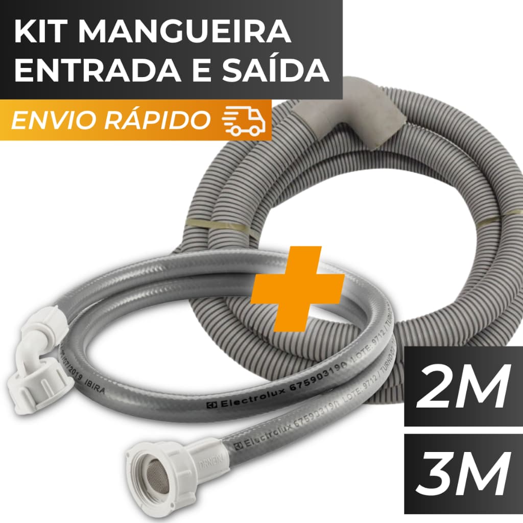 Kit Mangueiras Entrada 2m ou 3m e Saida Máquina lavar Electrolux Varias Marcas