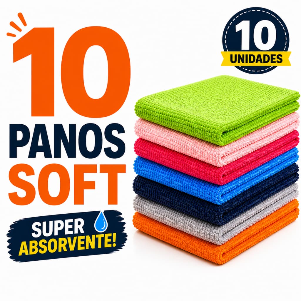 10 Panos Soft Limpeza Multiuso Super Absorvente Cozinha Casa 40x60