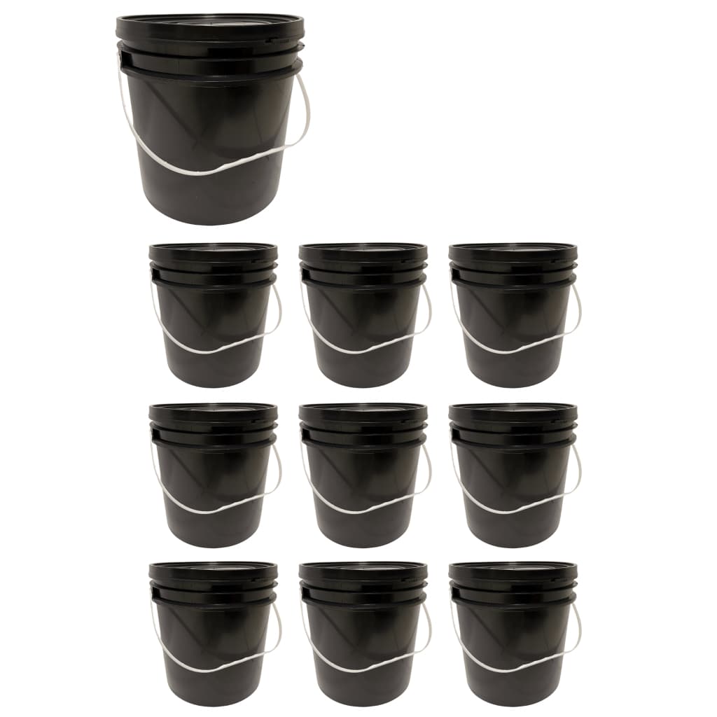 Kit balde preto reforçado 10 litros plástico com tampa hermética e lacre e alça plástica