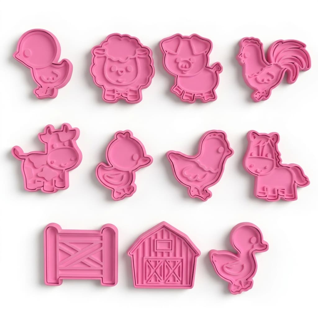 Kit 11 Cortadores De Bolacha Biscoito Massinha Confeitaria cor Branco Azul Rosa