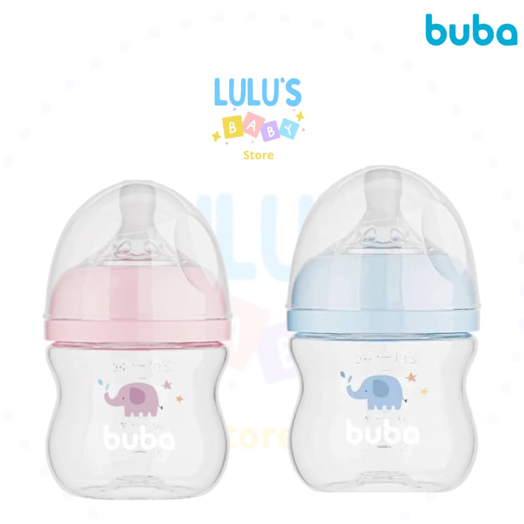 Mamadeira BUBA Easy Flow Anti-cólica 0+ 120ML  AZUL / ROSA - Elefante, Bebe  - Fluxo 0 Bico Silicone
