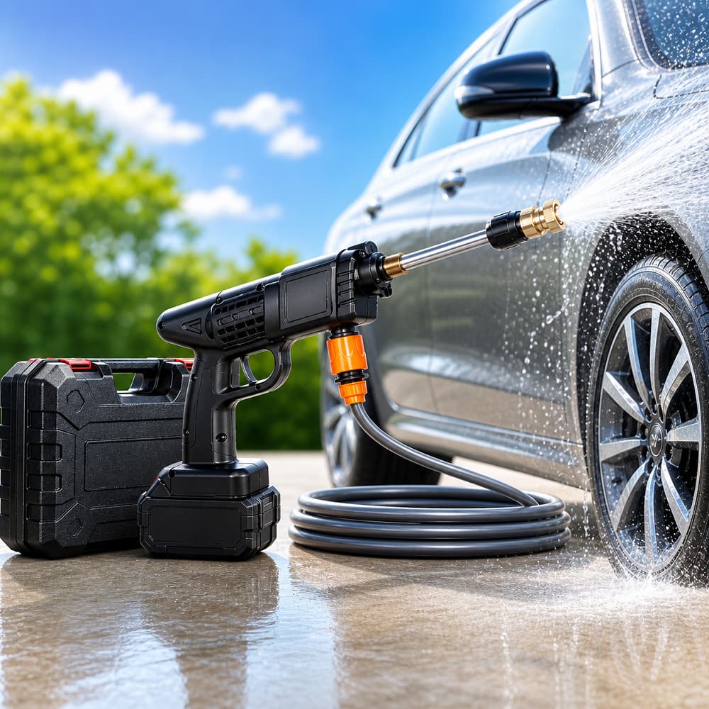 Lavadora Alta Pressão Recarregável 21V Portátil Compacta Limpeza Carro Jardim Quintal Pistola Água