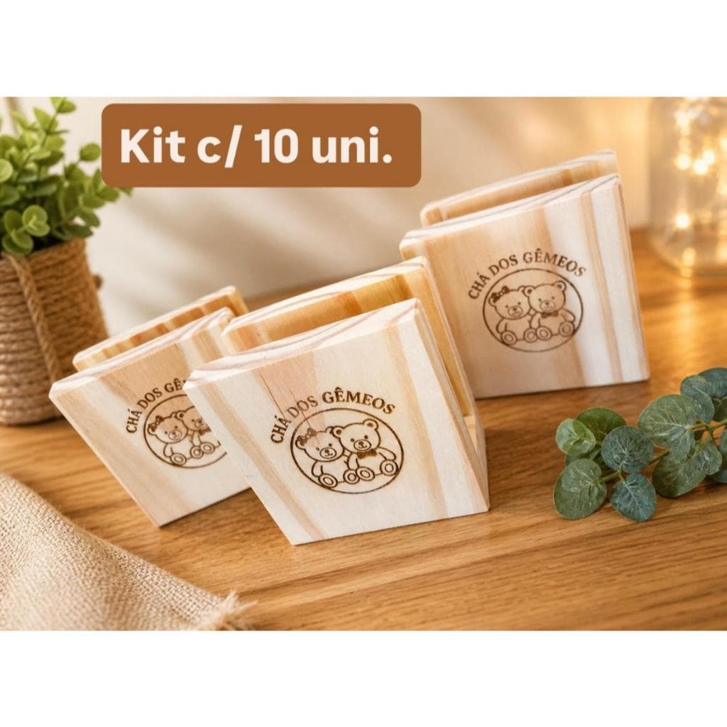 Porta Guardanapos, Personalizado, Kit C/10un., Madeira
