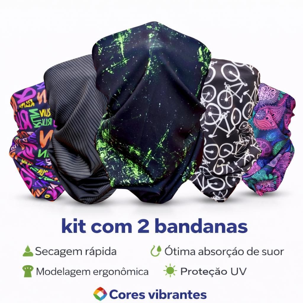 Kit 2 Bandana Tubular Ciclismo Corrida Speed Balaclava