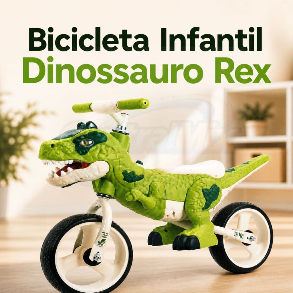 Bicicleta Infantil Dinossauro Rex Sem Pedal Luz Som Aro 12
