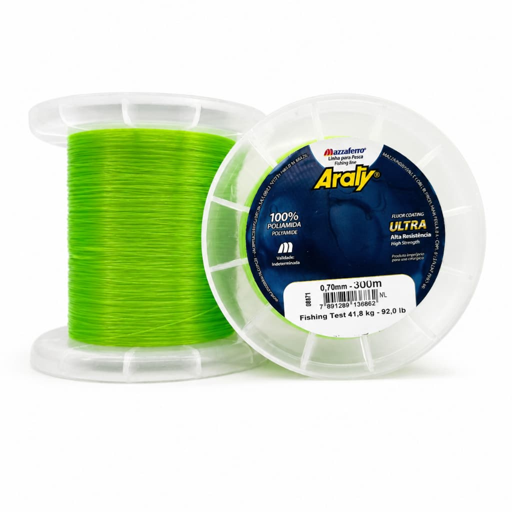 Linha de Pesca Araty Ultra 0,70mm 300Mts 41,8kg de Resistência Premium Revestida C/Fluorcarbono