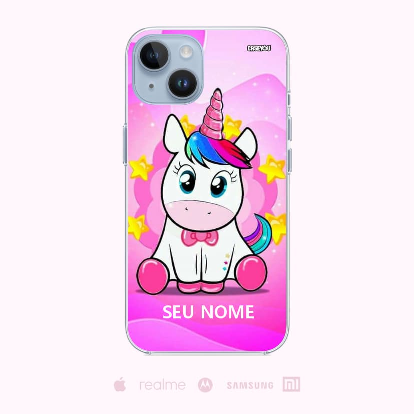 Capinha Celular Unicórnio Personalizada com seu Nome Alta Qualidade