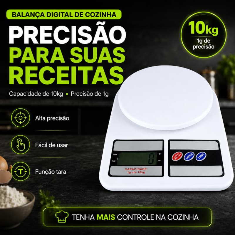 Balança Digital Cozinha 10kg Alta Precisão Profissional Nutrição Dieta Fitness Envio Imediato Oferta 🍱