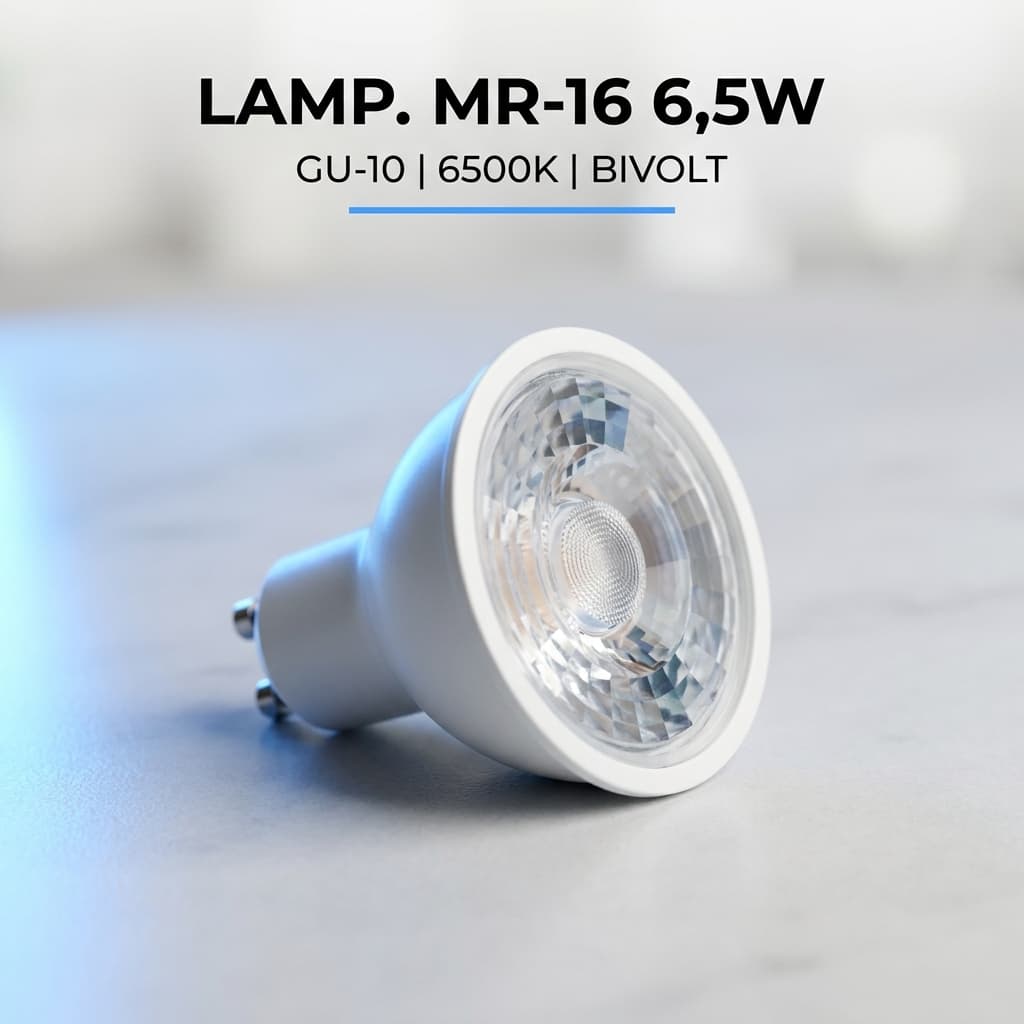 Lâmpada LED MR16 GU10 6,5W Bivolt 6500K Branca Fria Alto Brilho Econômica