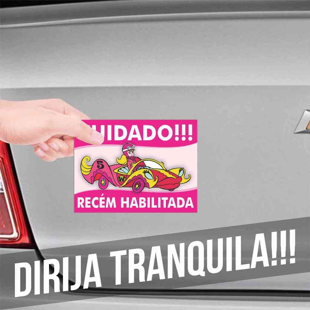 Adesivo Cuidado Motorista Iniciante Novata Recente Carta Nova - Tamanho Perfeito 20x10cm