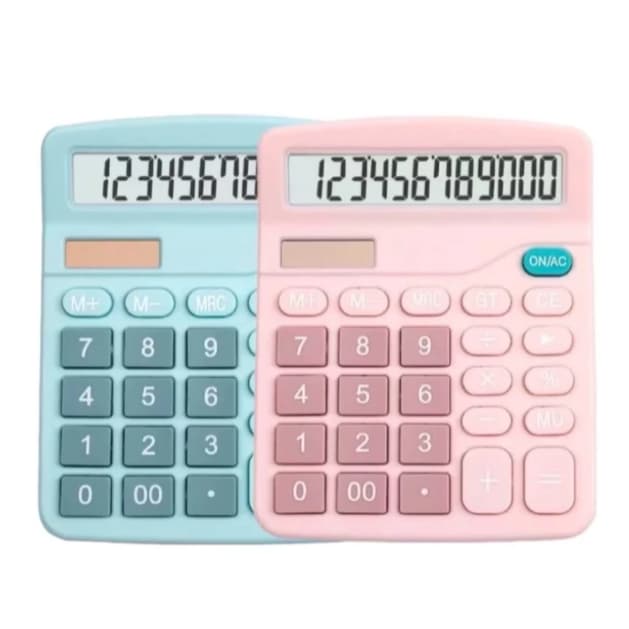 Calculadora  Eletrônica 12 Digitos Pilha Mesa Comercial Escritório Grande Azul