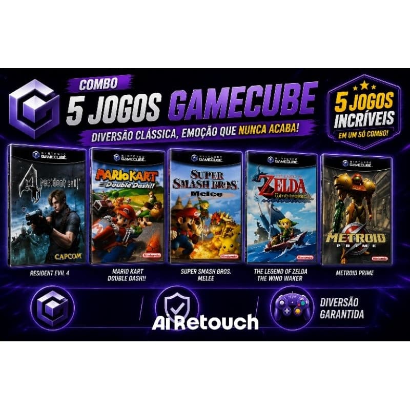 5 JOGOS DE GAMECUBE VC ESCOLHE PARA (WII) DESBLOQUEADO MÍDIA FÍSICA (LEIA)