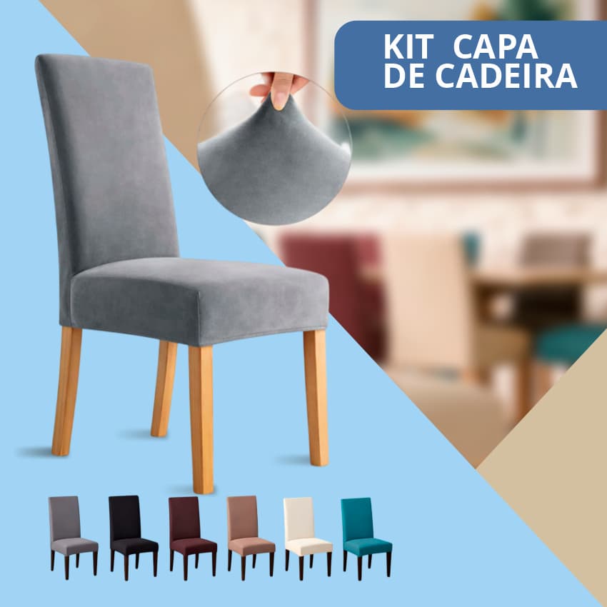 Capa De Cadeira Spandex Elástica Ajustável Kit 4 E 6 Lugares Lavável Prática
