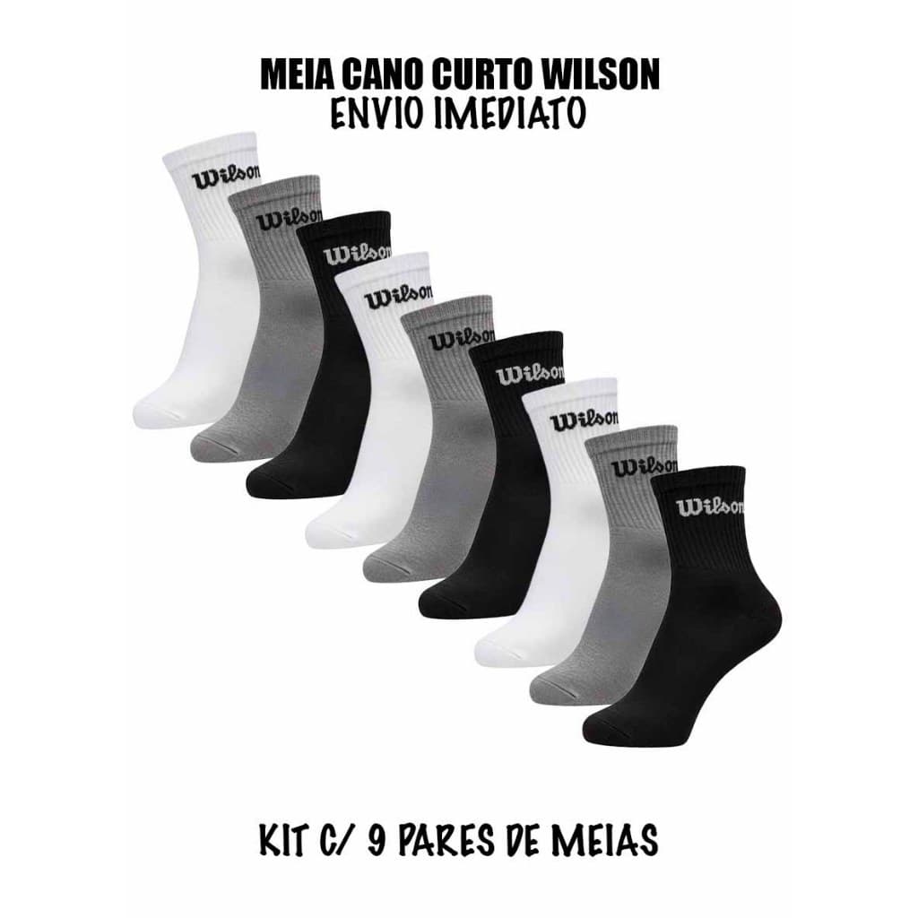Kit 9 Meias Cano Longo Wilson Caneladas Originais