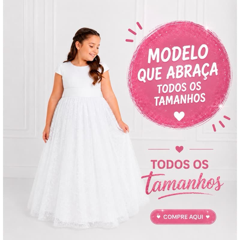 Vestido JUVENIL 36 A 44 Branco Longo Faixa Dama de honra Primeira Comunhão REF4224