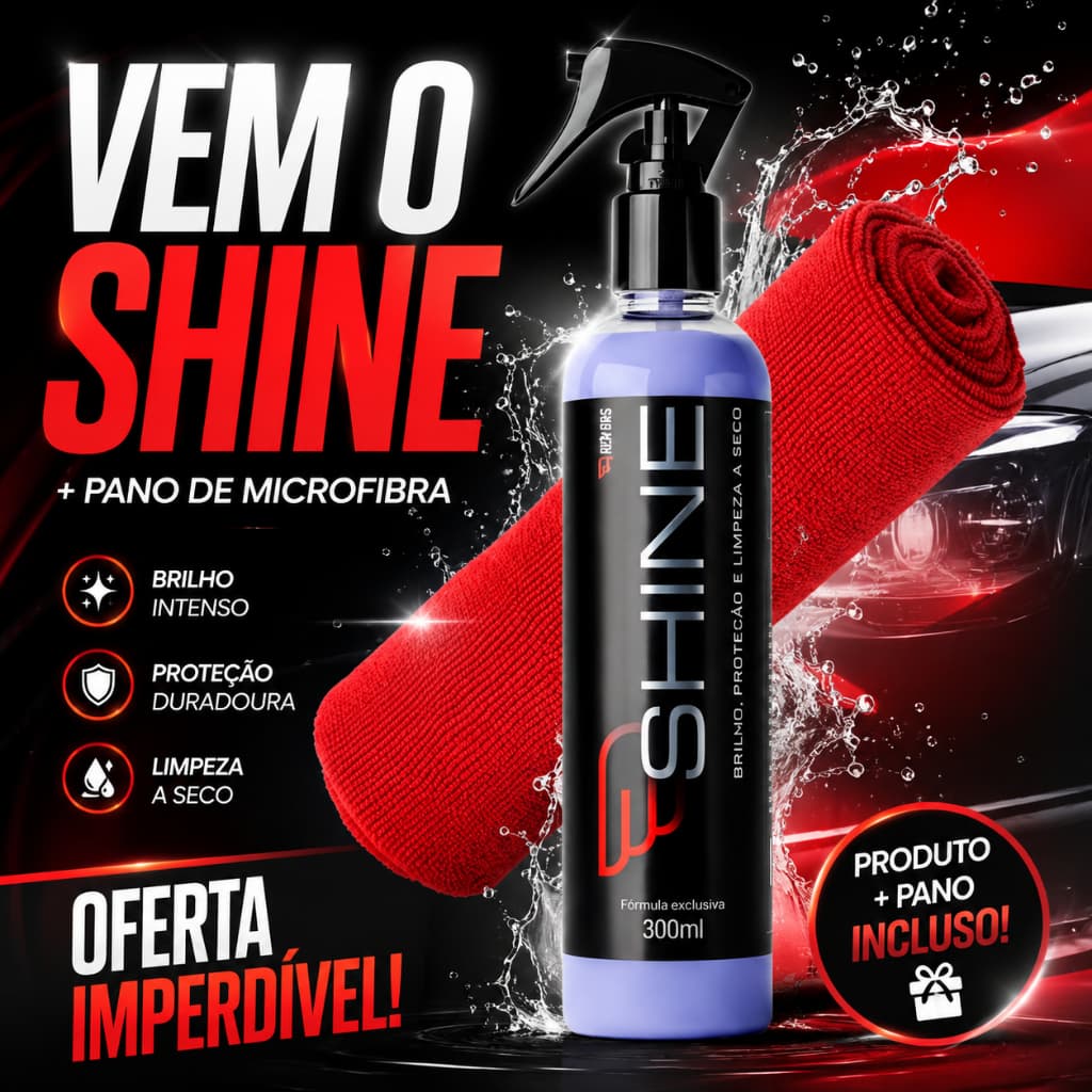 Cera Automotiva Líquida 3 Em 1 SiO2 Carnaúba Brilho Proteção UV 12 Meses Com Pano Microfibra 300ml SHINE House Of Motors