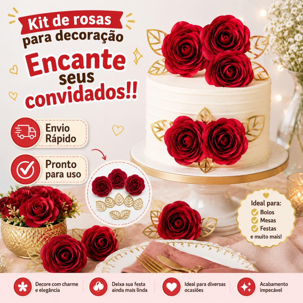 Kit de Rosas de papel 5cm para decoração em geral/Rosas de papel para bolo/Rosas espiraladas de papel