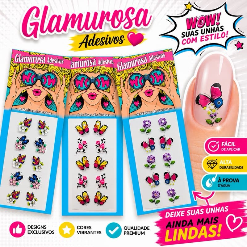 Adesivos de Unha Películas 3D Flores Luxo Kit 100, 200, 300 e 500 ADESIVOS