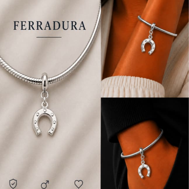 Berloque Ferradura Pingente Charm Pulseira Sorte Proteção Presente Prata Dourada Ouro Unissex