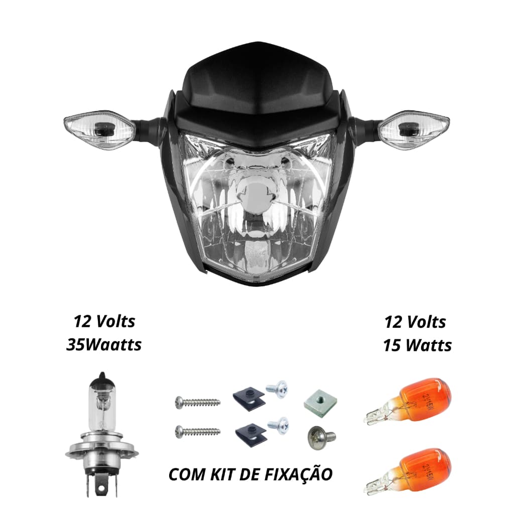 Frente Farol Completa CG Titan Fan 125/150/160 2014 a 2021 KIT Com Bloco Carenagens e Piscas
