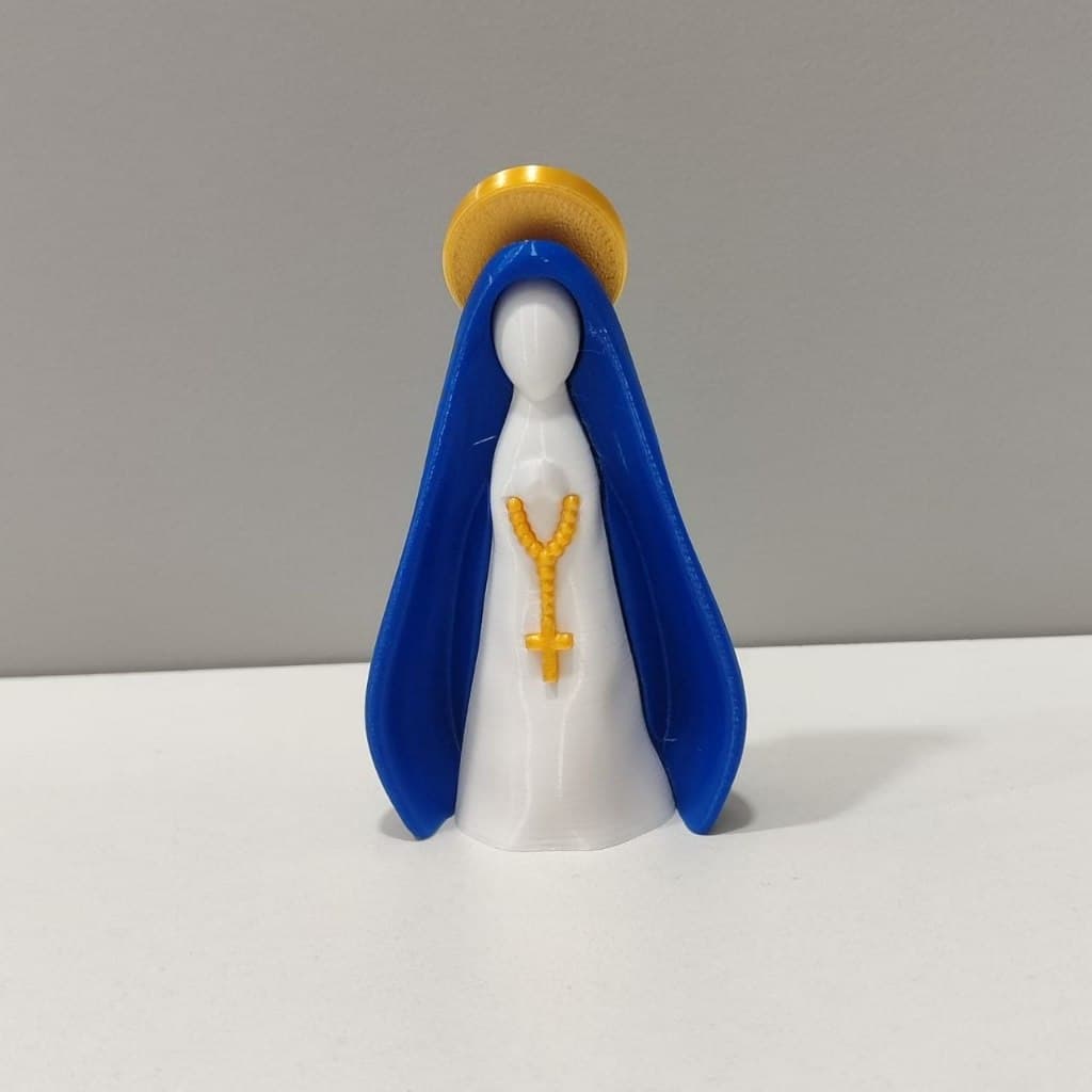 Imagem Maria Nossa Senhora Decorativa Religiosa Leve 8 cm de altura + base em formato de pérolas