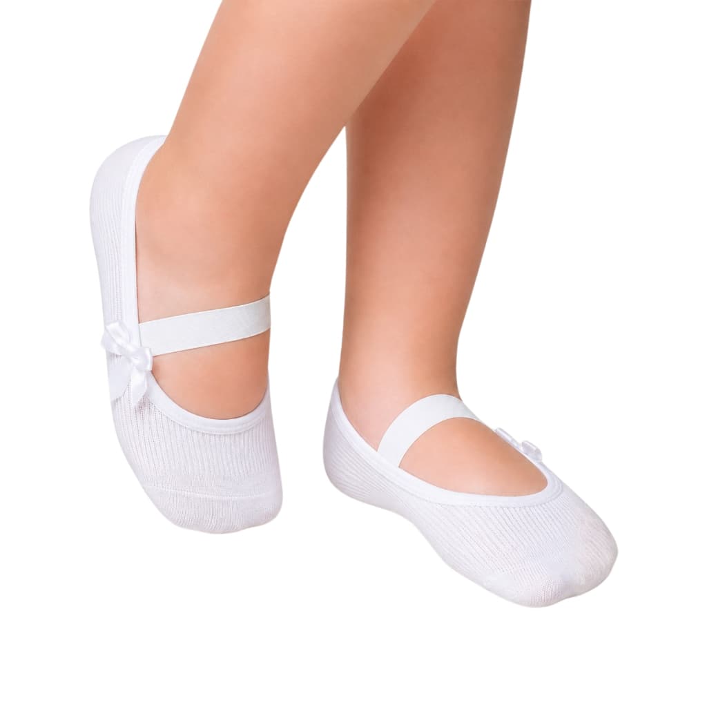 Meia Sapatilha Infantil Feminina Branca Festa Ballet Conforto Macia Criança 9039