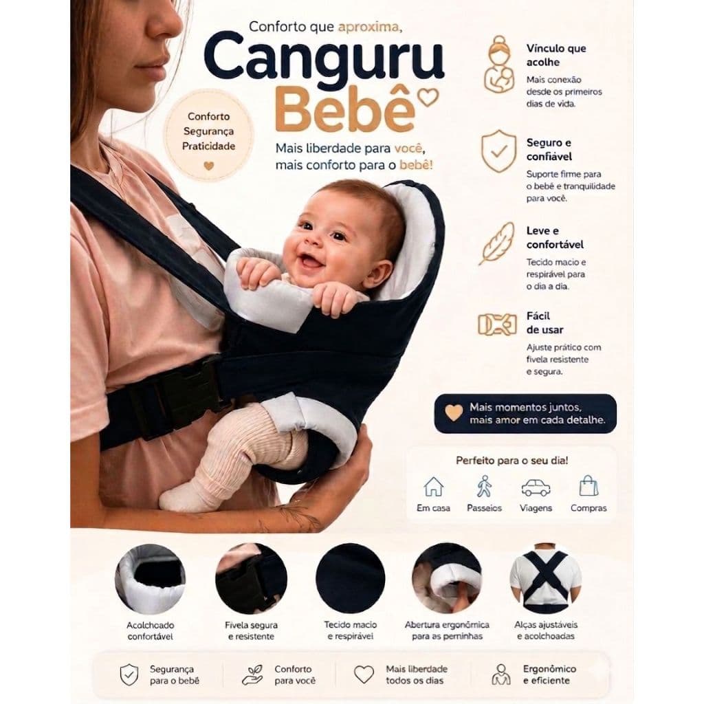 Canguru Para Bebê de 2 a 18 Meses
