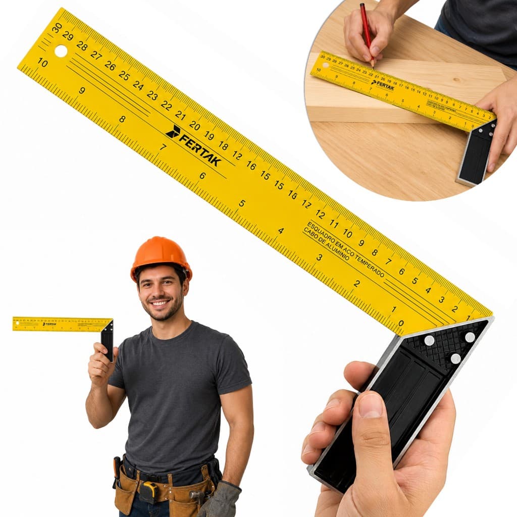 Esquadro Metálico 30cm Multiuso Marceneiro Carpinteiro
