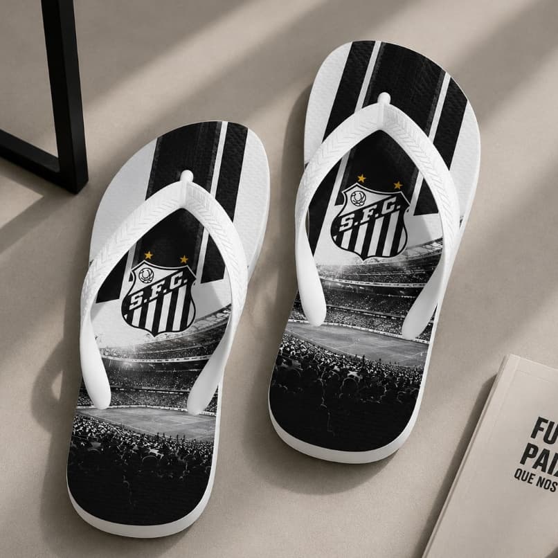Chinelo Branco Time Santos Masculino Promoção Imperdível Futebol