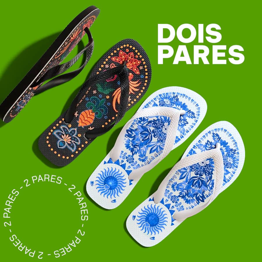 2 pares chinelo feminino colorido estampa vivebe