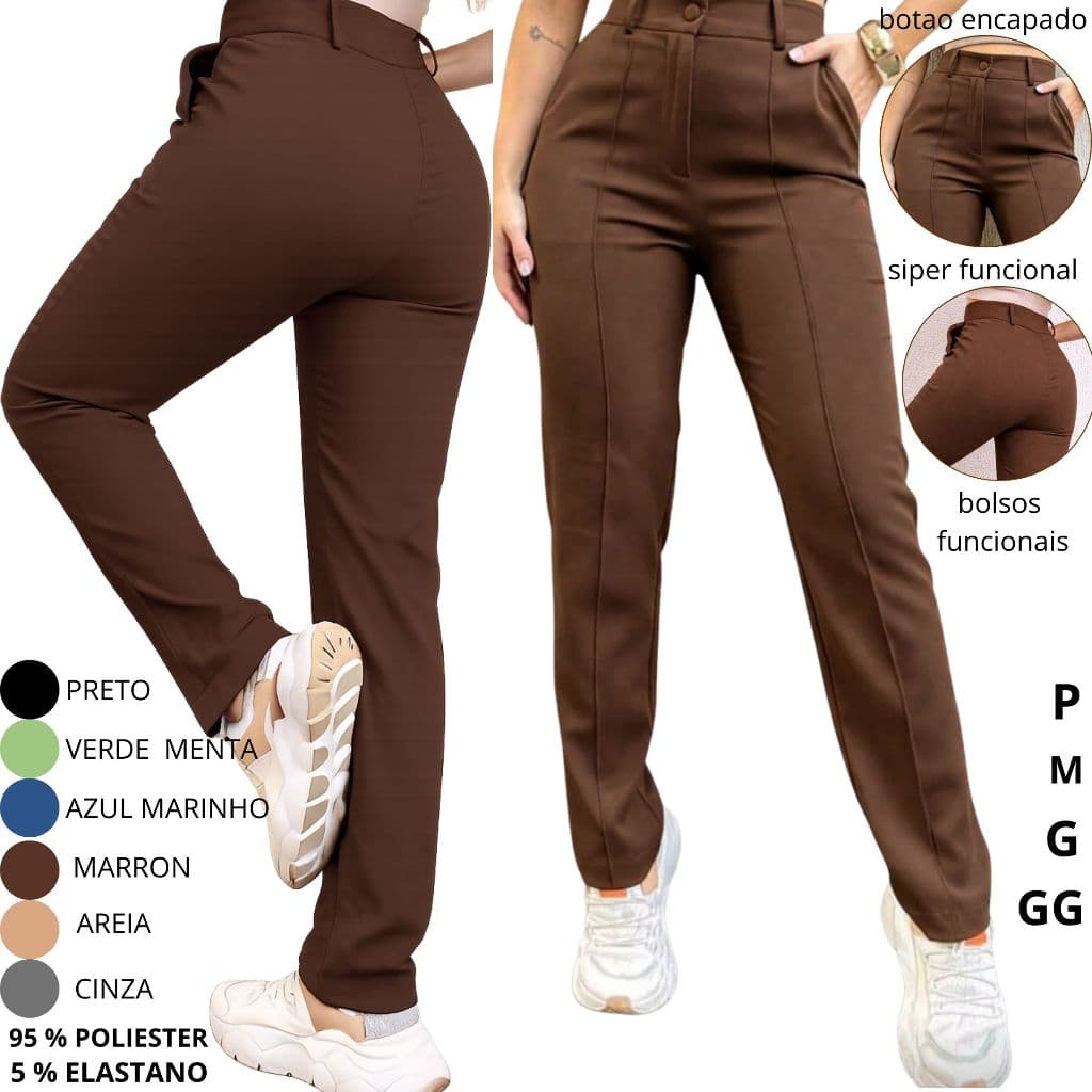 Calça Feminina de Vinco em Alfaiataria Social Elegante