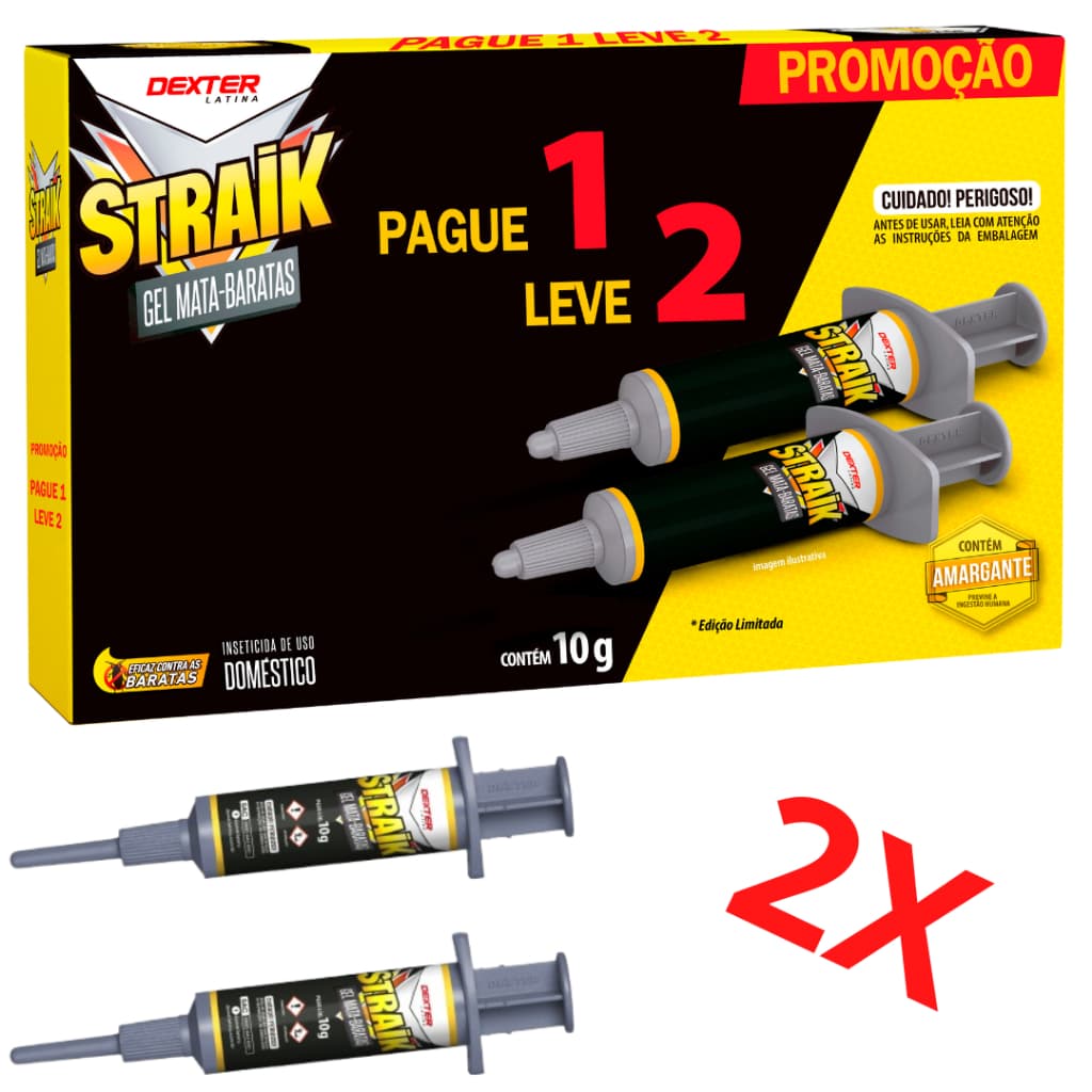 2x STRAIK Gel Mata Barata - Produto Profissional - Quem Provou Não Quer Outro!