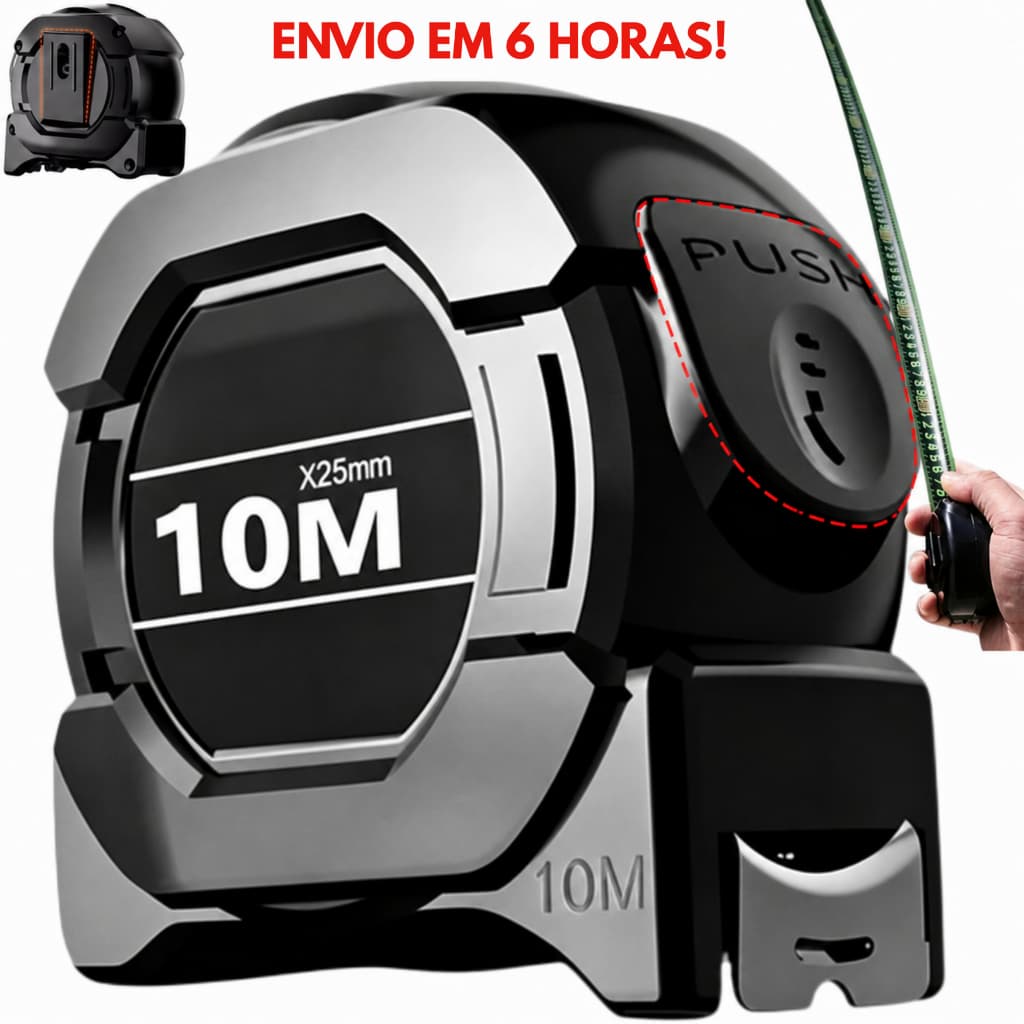 Fita Métrica De Aço carbono De Alta Precisão 10M metros Trena Profissional Fluorescente Trava à Prova D'água Inoxidavel
