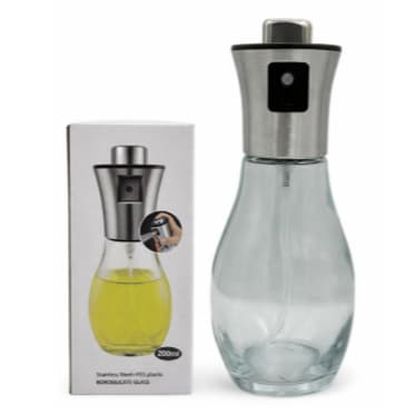 Galheteiro Spray de Vidro 200ml com Tampa Inox para Azeite e Vinagre