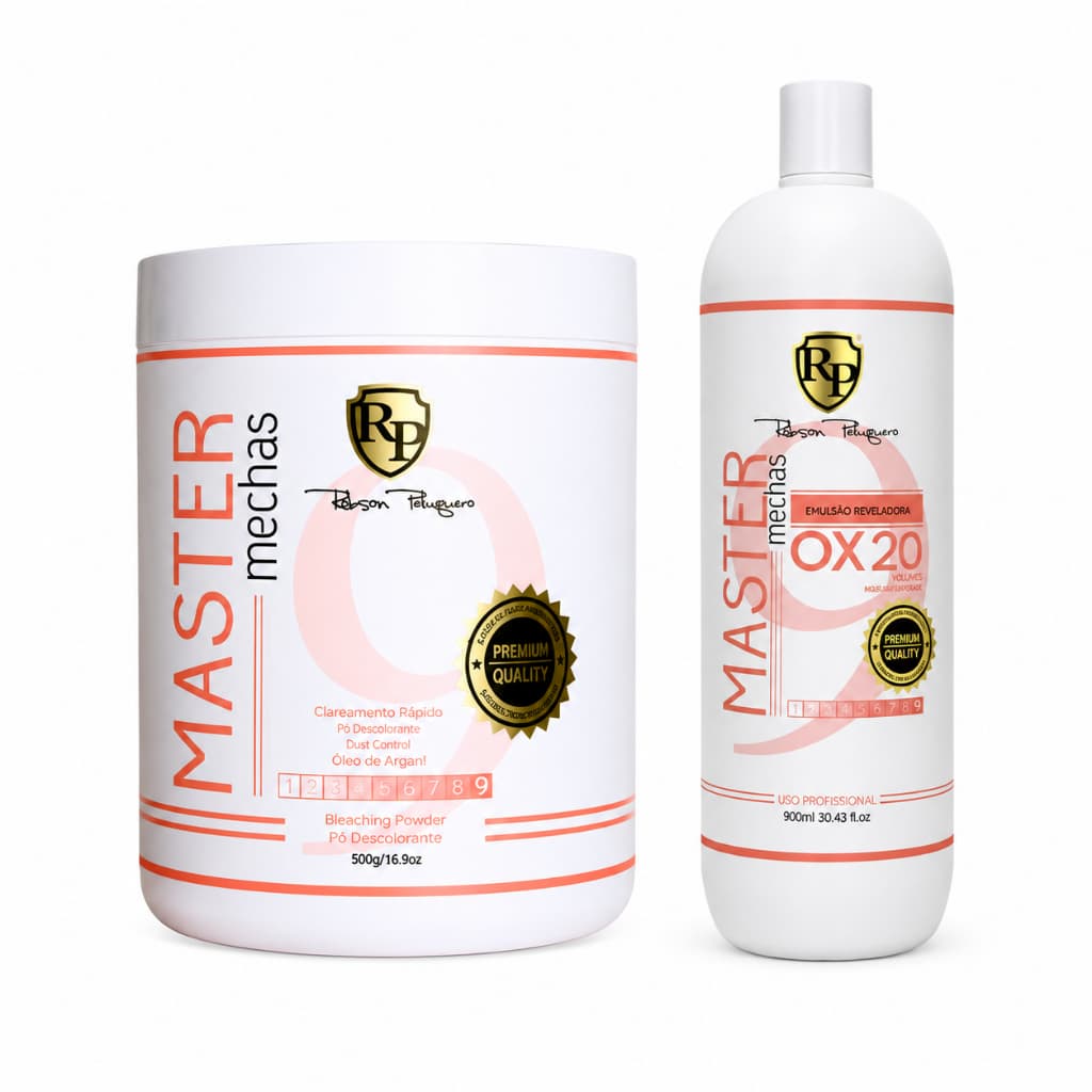 Kit Master Mechas Robson Peluquero – Pó Descolorante + Oxidante 20 Volumes
