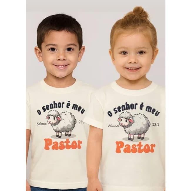 Camiseta Oversized INFANTIL UNISSEX O Senhor É Meu Pastor Off White