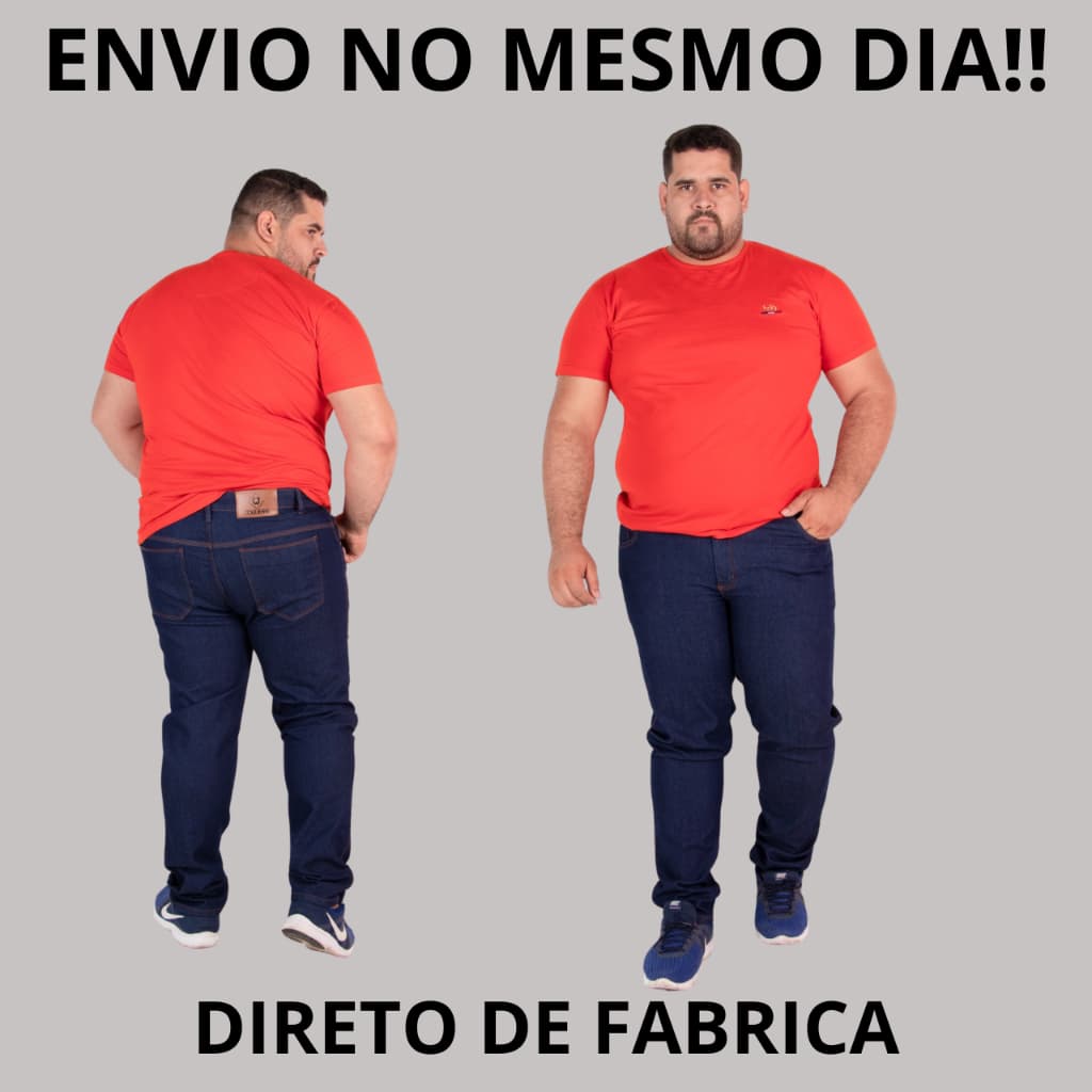 Calça Jeans Masculina Tradicional Reta Plus Size Resistente Tecido Premium