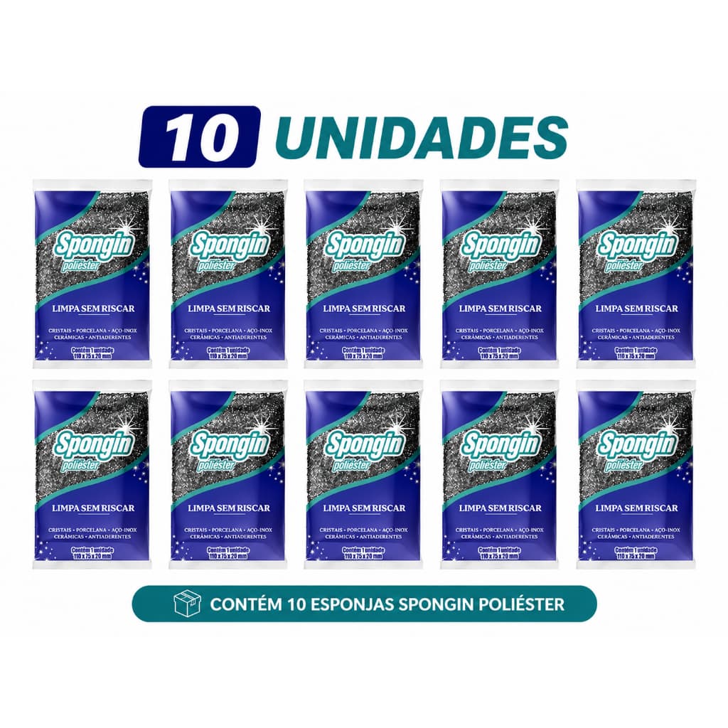 Kit 10 Esponjas Poliéster Spongin Multiuso Não risca lavar louça panelas pratos copos banheiro Sem Riscar