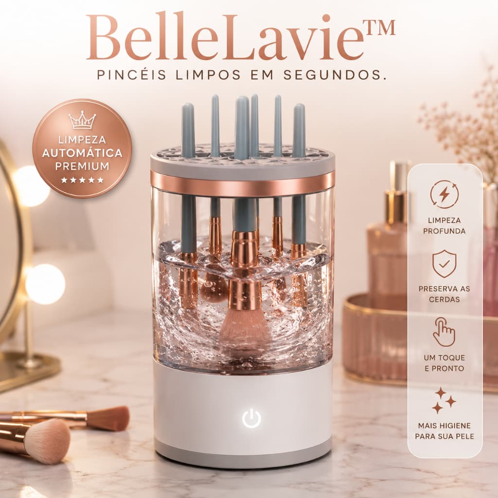 Lavador de Pincéis Elétrico Automático Portátil Limpeza Profunda USB BelleLavie