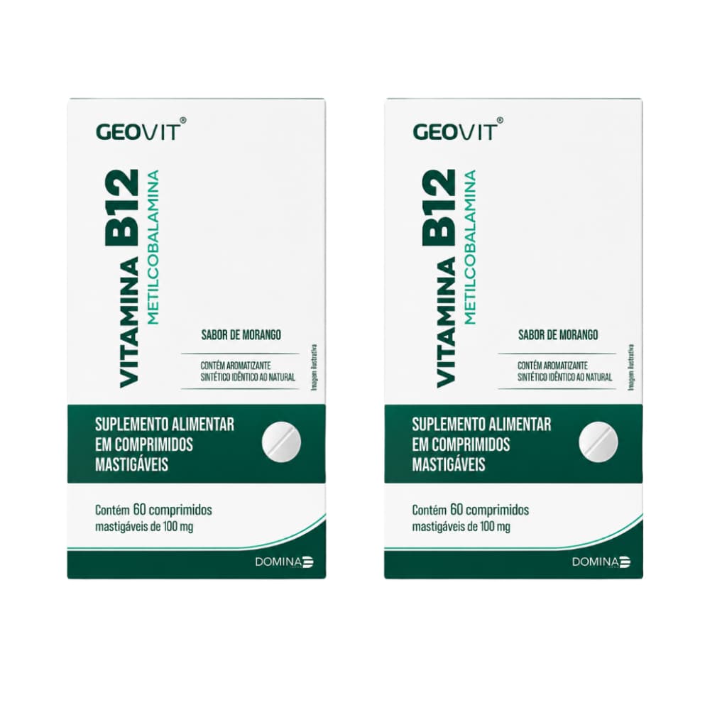 VITAMINA B12 - Kit com 2 - METILCOBALAMINA - 60 Comp sabor Morango