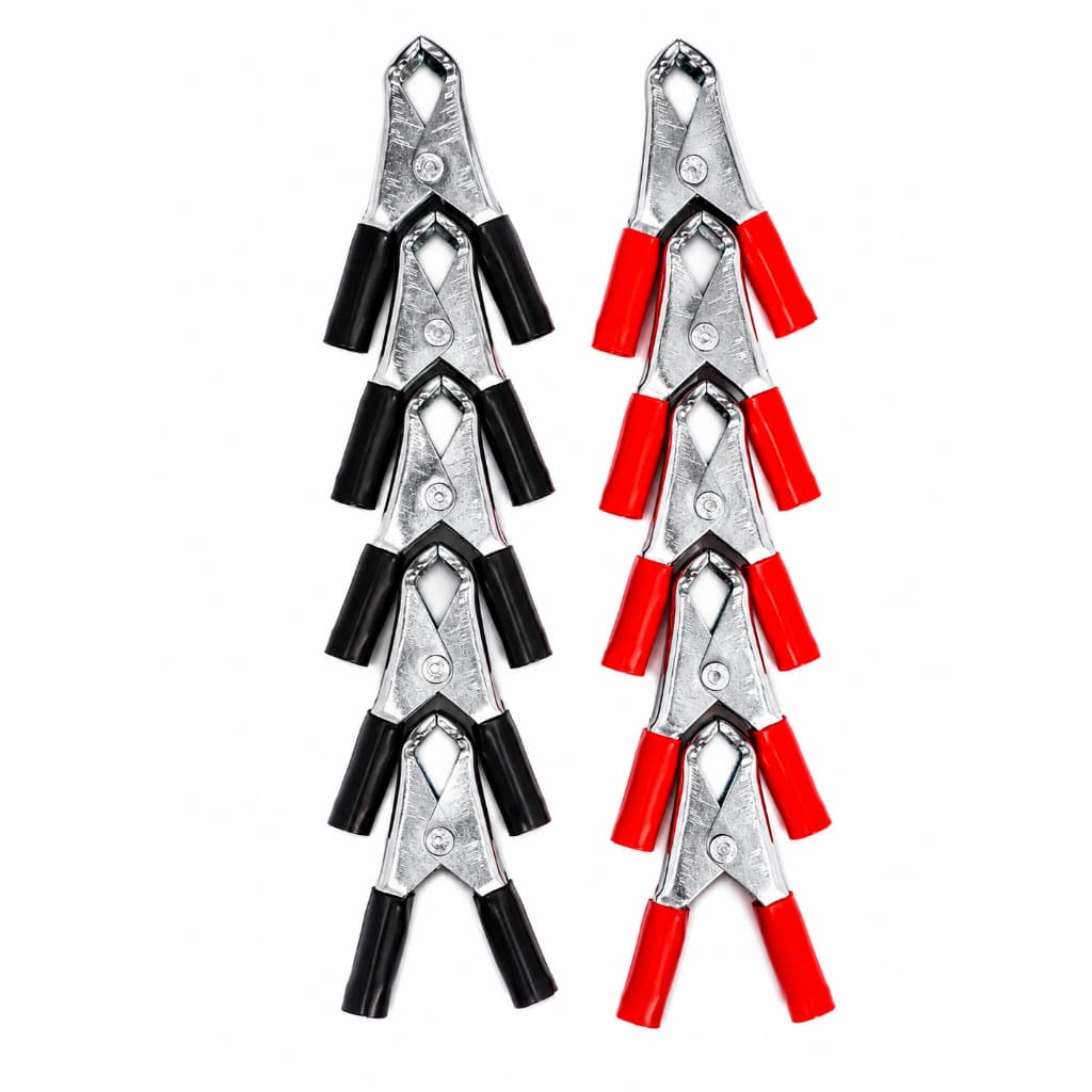 kit 10 Garra de bateria jacare 30A pequeno automotivo e eletrônico Preto E Vermelho