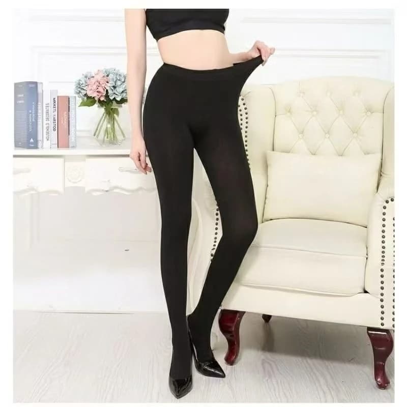 Kit com 5 Meia Calça Flanelada Cintura Alta Com Pé Fio 80 Térmica Preta Feminina Frio forrada