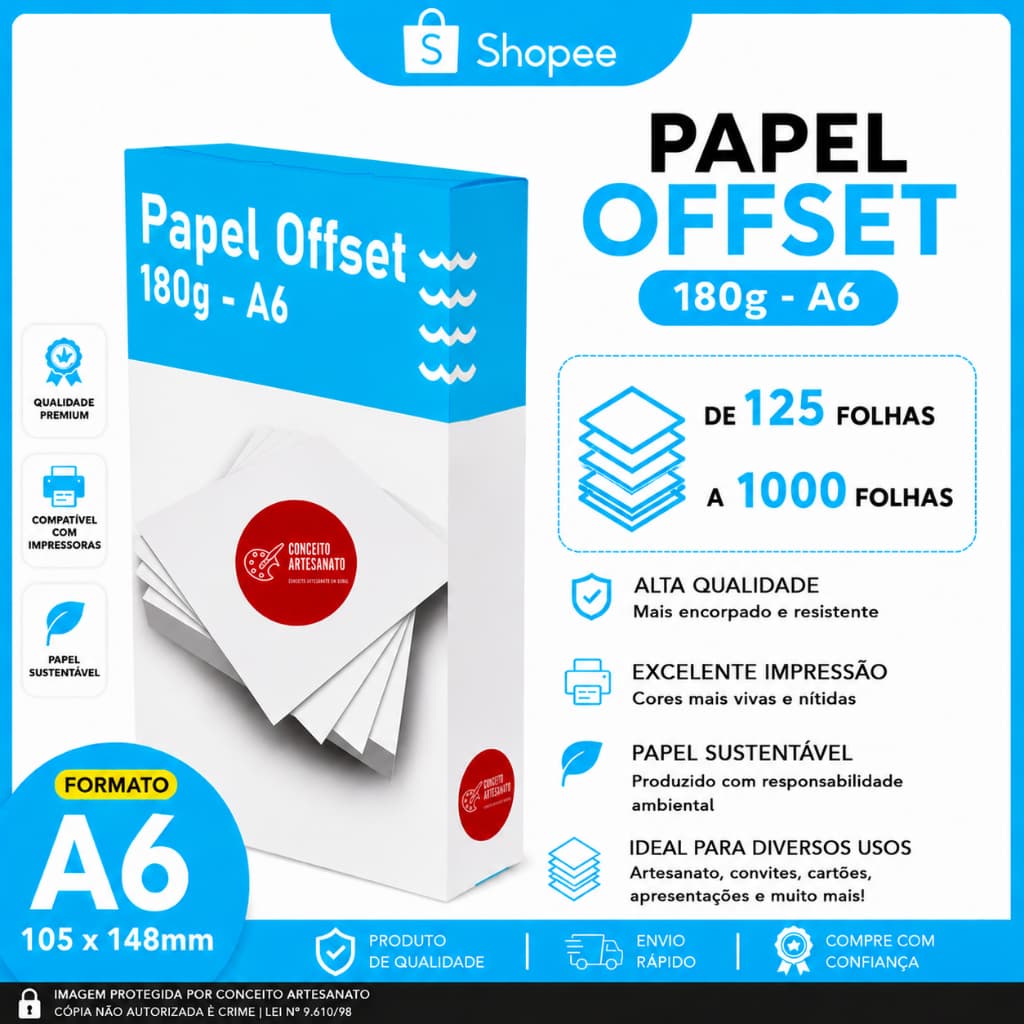 Papel OffSet 180g (Alta Alvura) - A6