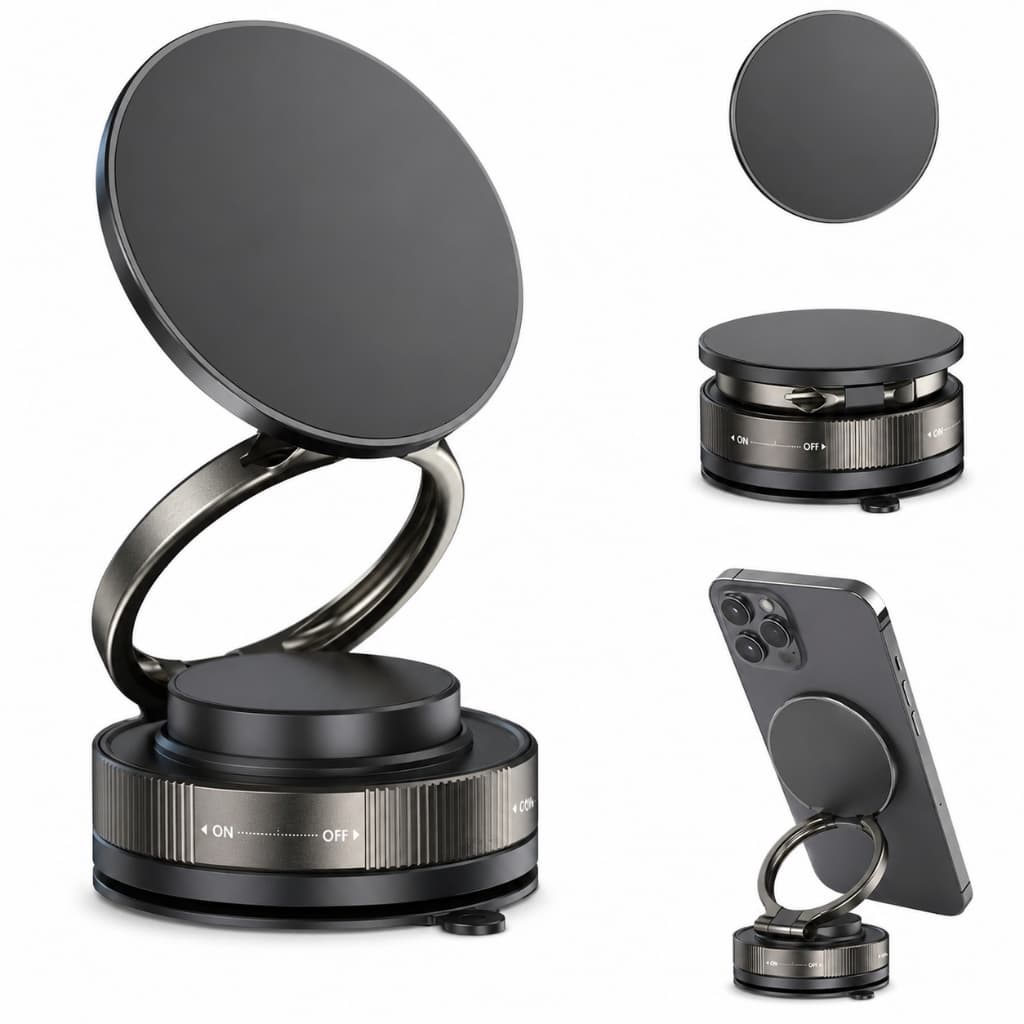 TOYOU 360 ° Double-Sided Rotation Magnetic Vacuum Car Mounted Multifunctional Foldable Phone Holder